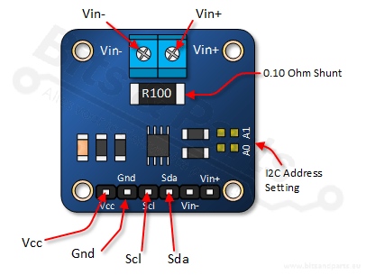 Current Meter/Ammeter + Voltage Meter 26V ±3.2A - INA219